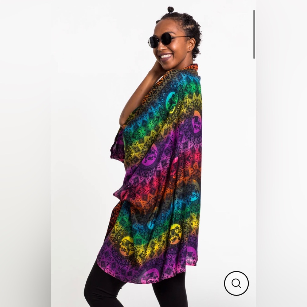 Rainbow Elephant Kimono Cardigan in Purple ONE SIZE